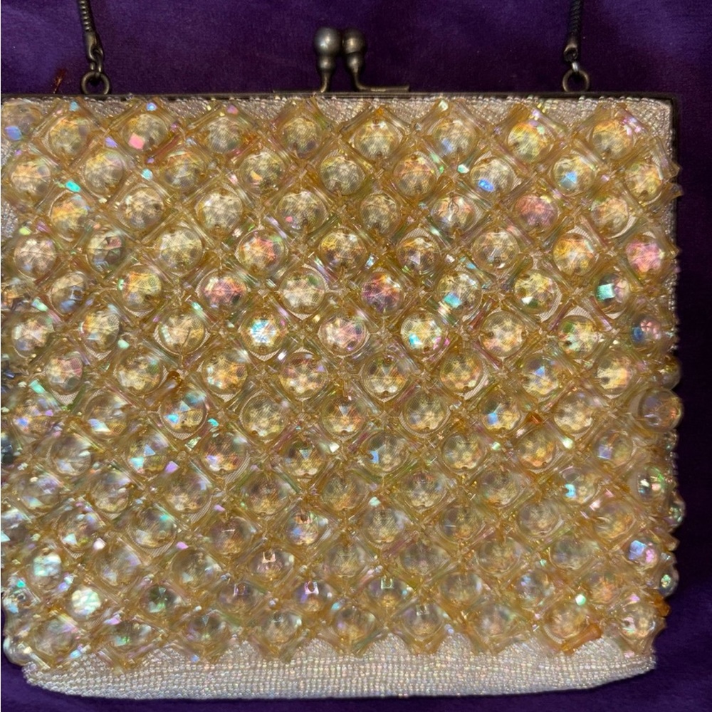 Vintage Designer Walborg beaded clutch with crystals bag made in Hong Kong - Picture 2 of 11